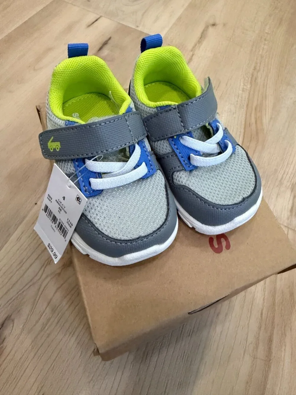 See Kai Run Basics Gray and Lime Toddler Tenny Sneakers Size 4